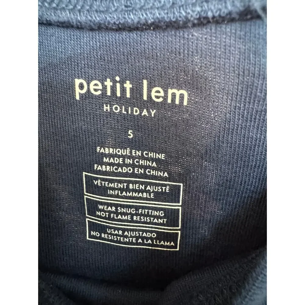 New ~ PETIT LEM ~ Boys Navy Blue Nutcracker Print Two-Piece Pajama Set Size 5